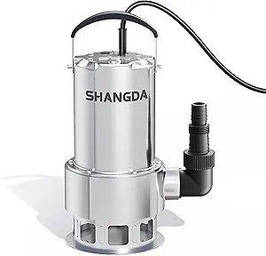 Sump Pump 1.6 HP Submersible Water Draining Pump 5500 GPH Stainless Steel Electric Clean/Dirty Water Transfer Pumps with Adapters for Pool Hot Tub Pond Flood Basement